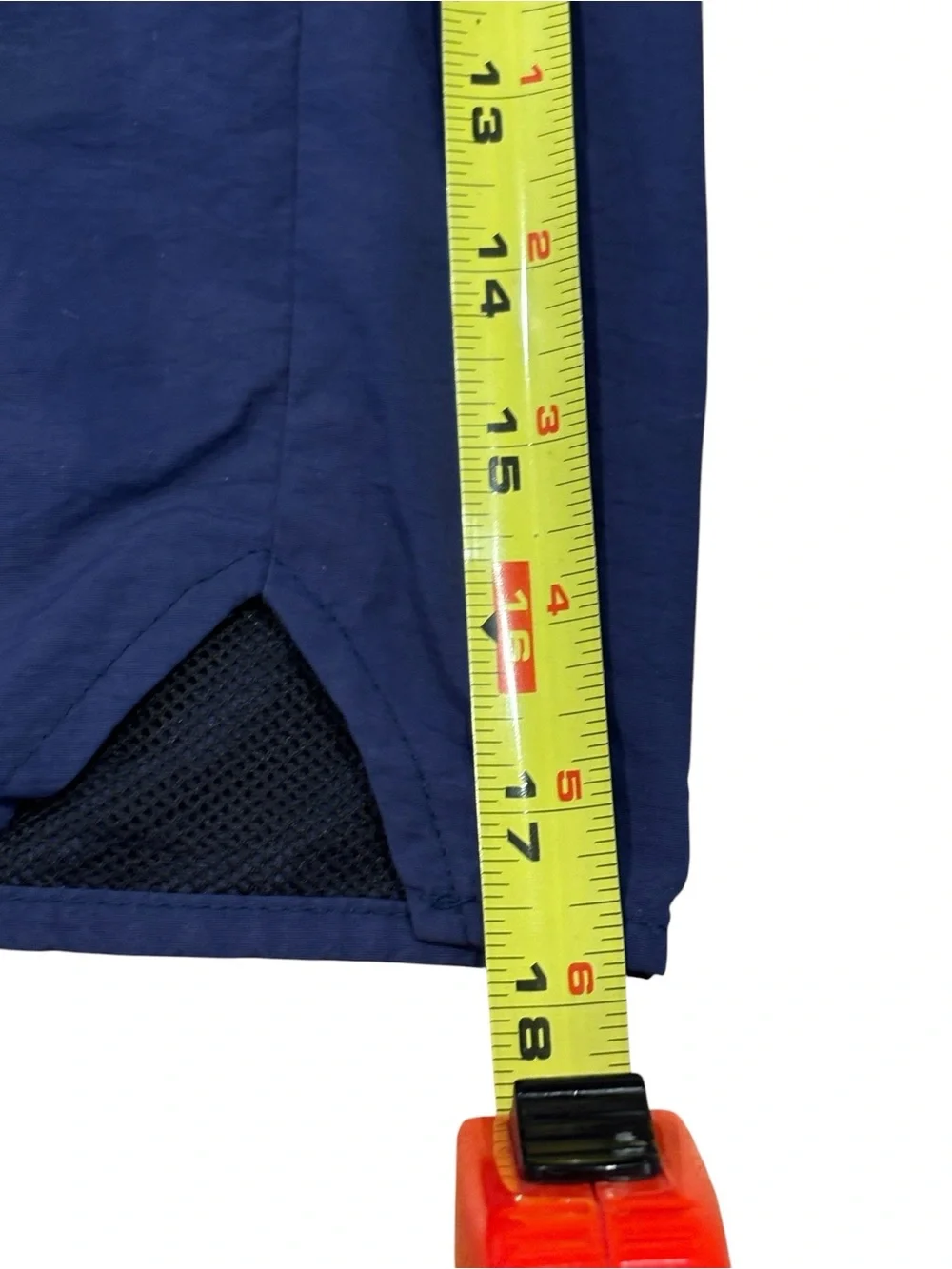 Rhude Navy Swim Shorts with White Logo and Yellow Drawstring S